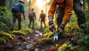 à questembert, une douzaine de bénévoles passionnés se consacrent à l'entretien actif des sentiers de randonnée pour offrir aux randonneurs des parcours bien entretenus et agréables.
