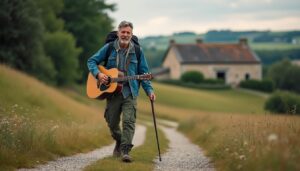 découvrez ycare, le « forrest gump de compostelle », qui parcourt la vendée à pied pour un périple musical unique alliant marche et concerts inoubliables.