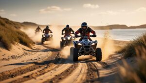 découvrez une fuite impressionnante sur le gr34 où des quads et motos dévalent une plage bretonne pour échapper à un contrôle de police.